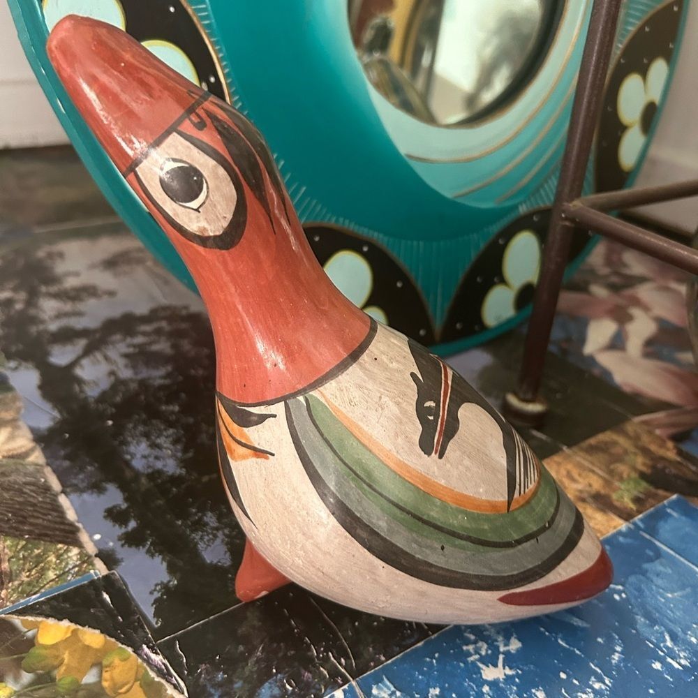 Vintage Tonala Folk Art Pottery Hand Painted Ceramic Duck Figurine, Mexico - Picture 14 of 16
